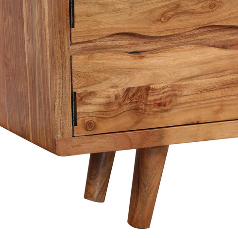 Swen Studio -  TV Cabinet Solid Acacia Wood with Carved Doors 117x30x40 cm